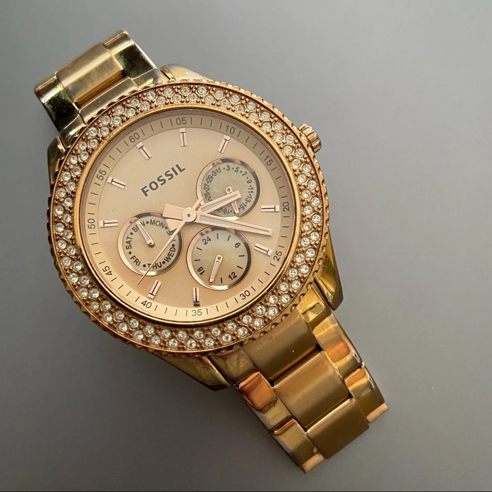 Last Chance FOSSIL Stella Stainless Steel Watch Gold Colored - Picture 10 of 10
